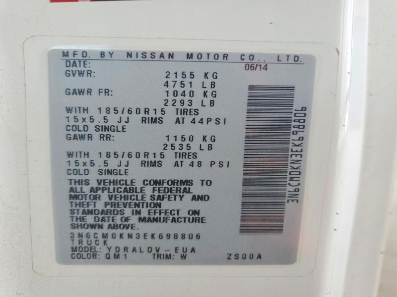 Aukcja sprzedaży 2014 Nissan Nv200, vin: 3N6CM0KN3EK698806, numer aukcji: 54334506
