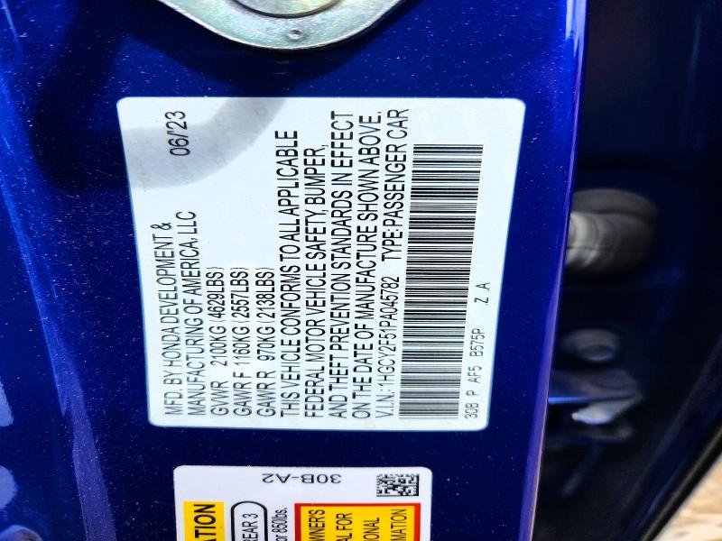 Aukcja sprzedaży 2023 Honda Accord, vin: 1HGCY2F51PA045782, numer aukcji: 51797456