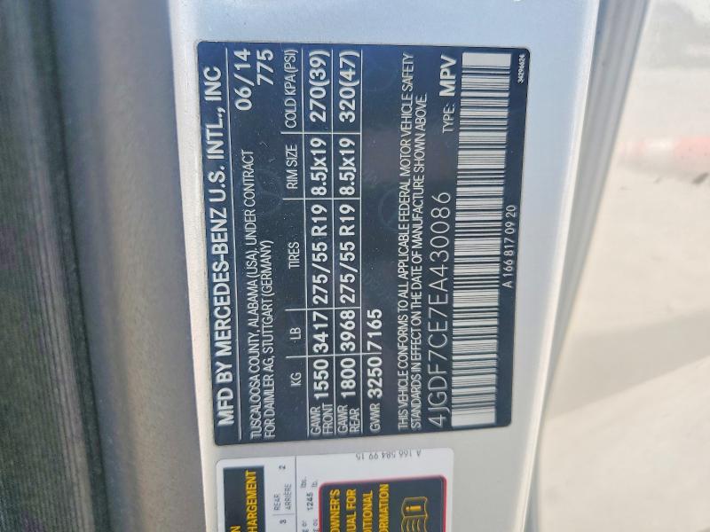 Aukcja sprzedaży 2014 Mercedes-benz Gl, vin: 4JGDF7CE7EA430086, numer aukcji: 52508596