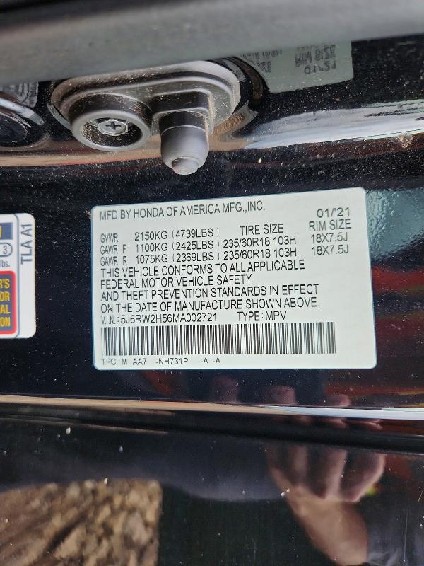 Продажа на аукционе авто 2021 Honda Cr-v, vin: 5J6RW2H56MA002721, номер лота: 54827506