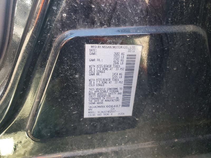2013 Nissan Pathfinder მანქანა იყიდება აუქციონზე, vin: 5N1AR2MN9DC606487, აუქციონის ნომერი: 52896696