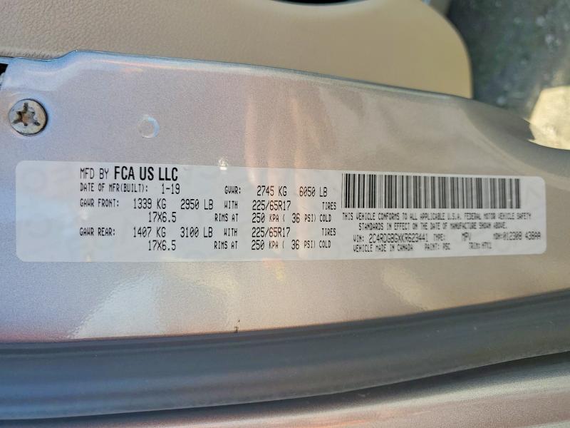 Продаж на аукціоні авто 2019 Dodge Grand Caravan, vin: 2C4RDGBGXKR623441, номер лоту: 53989526