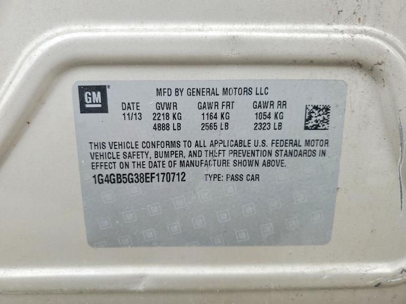 52909316 :رقم المزاد ، 1G4GB5G38EF170712 vin ، 2014 Buick Lacrosse مزاد بيع