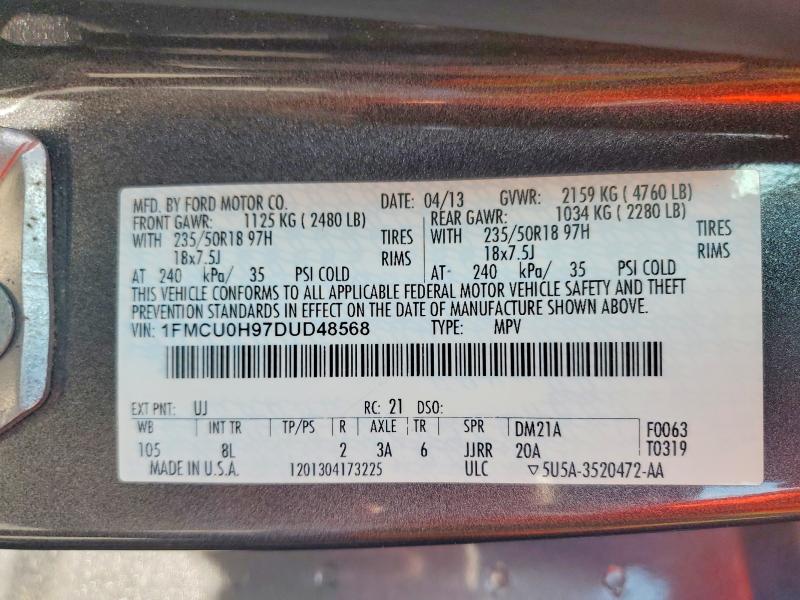Продажа на аукционе авто 2013 Ford Escape, vin: 1FMCU0H97DUD48568, номер лота: 55425736
