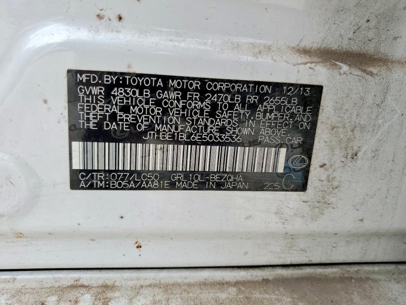 52453116 :رقم المزاد ، JTHBE1BL6E5033536 vin ، 2014 Lexus Gs مزاد بيع