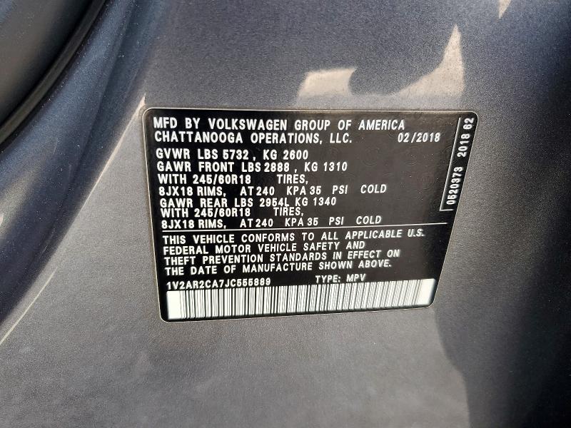 54629246 :رقم المزاد ، 1V2AR2CA7JC555889 vin ، 2018 Volkswagen Atlas مزاد بيع