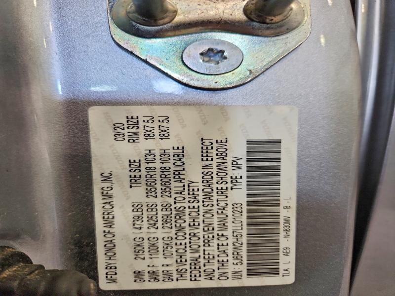 54281586 :رقم المزاد ، 5J6RW2H57LL010233 vin ، 2020 Honda Cr-v مزاد بيع