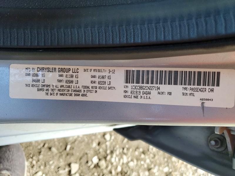 52482046 :رقم المزاد ، 1C3CCBBG2CN227194 vin ، 2012 Chrysler 200 مزاد بيع