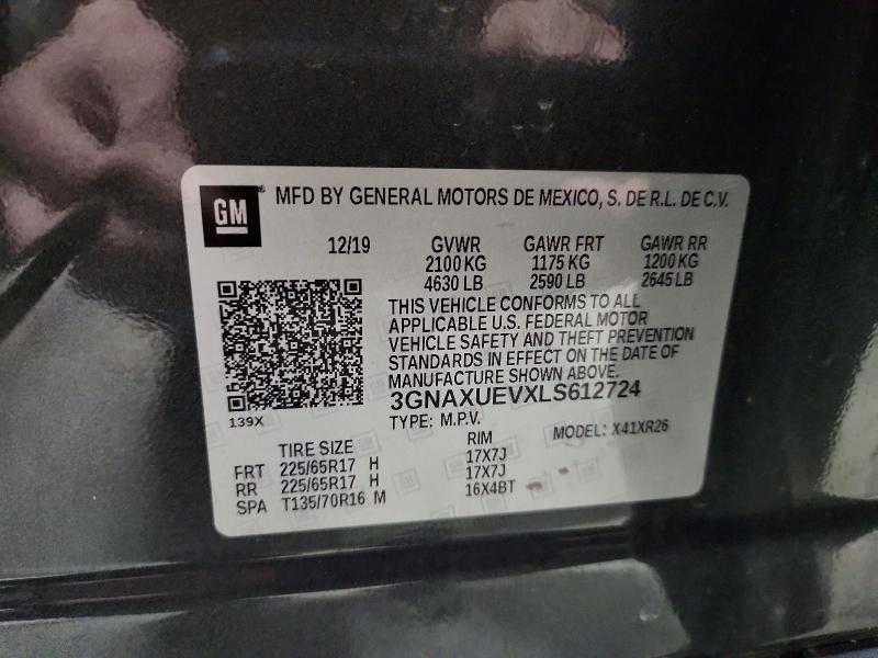 54151776 :رقم المزاد ، 3GNAXUEVXLS612724 vin ، 2020 Chevrolet Equinox مزاد بيع