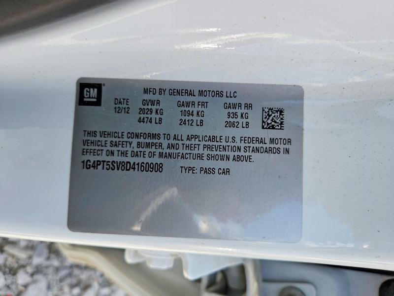2013 Buick Verano მანქანა იყიდება აუქციონზე, vin: 1G4PT5SV8D4160908, აუქციონის ნომერი: 52702476