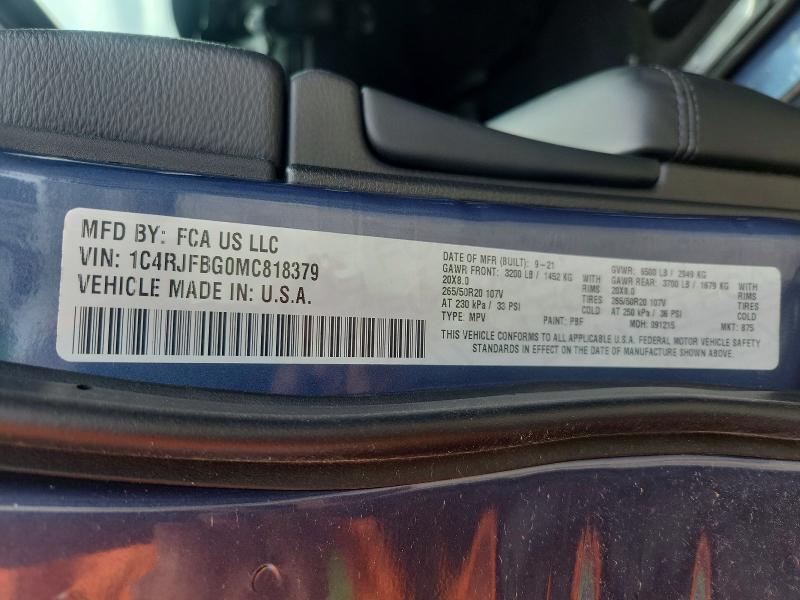 Продажа на аукционе авто 2021 Jeep Grand Cherokee, vin: 1C4RJFBG0MC818379, номер лота: 52464226