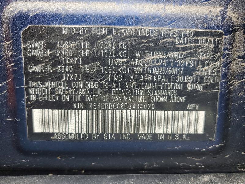 Aukcja sprzedaży 2011 Subaru Outback, vin: 4S4BRBCC8B3434020, numer aukcji: 53314086