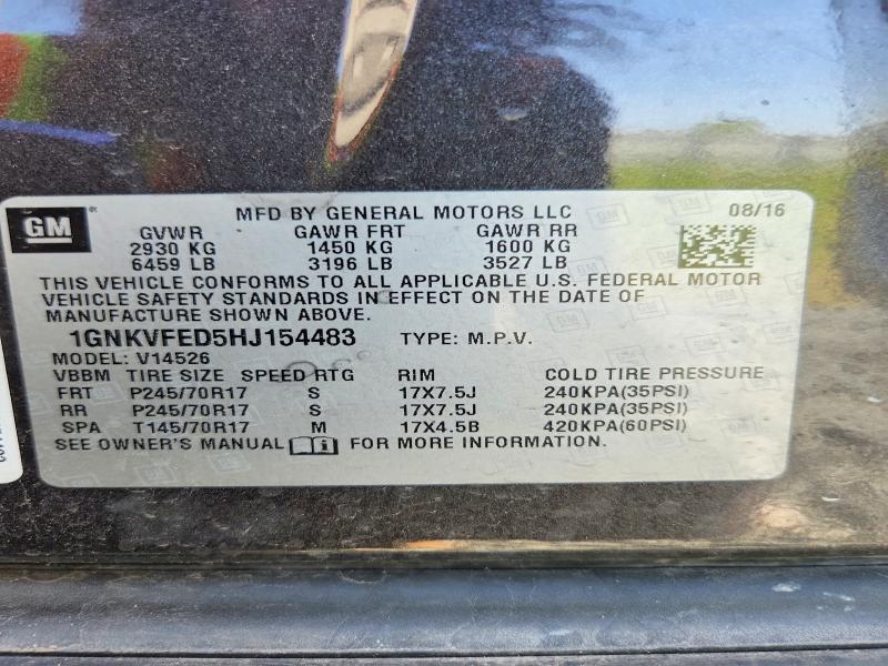 2017 Chevrolet Traverse მანქანა იყიდება აუქციონზე, vin: 1GNKVFED5HJ154483, აუქციონის ნომერი: 52873816