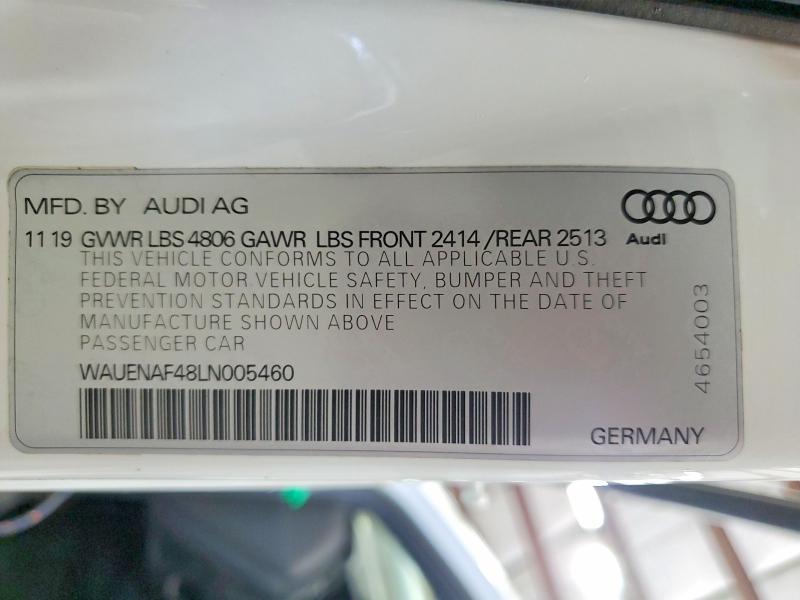 Продажа на аукционе авто 2020 Audi A4, vin: WAUENAF48LN005460, номер лота: 51780286