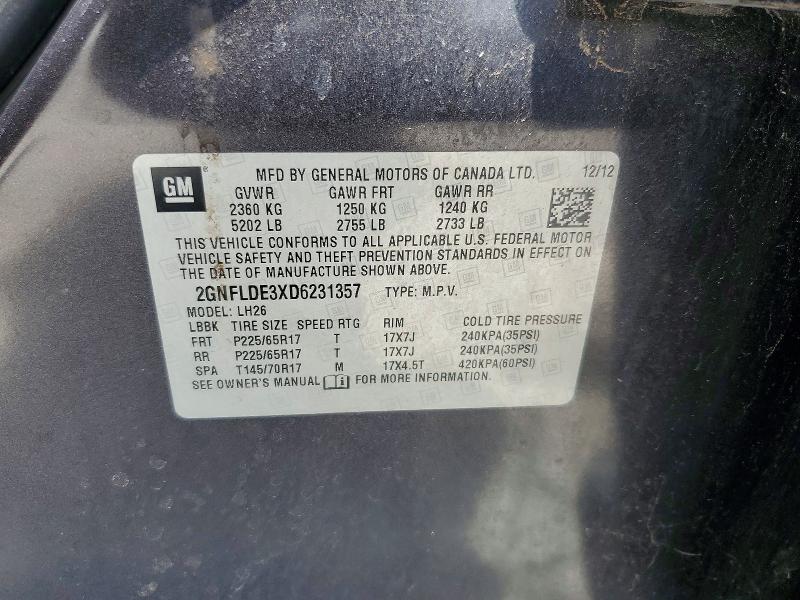 Продаж на аукціоні авто 2013 Chevrolet Equinox, vin: 2GNFLDE3XD6231357, номер лоту: 53849026
