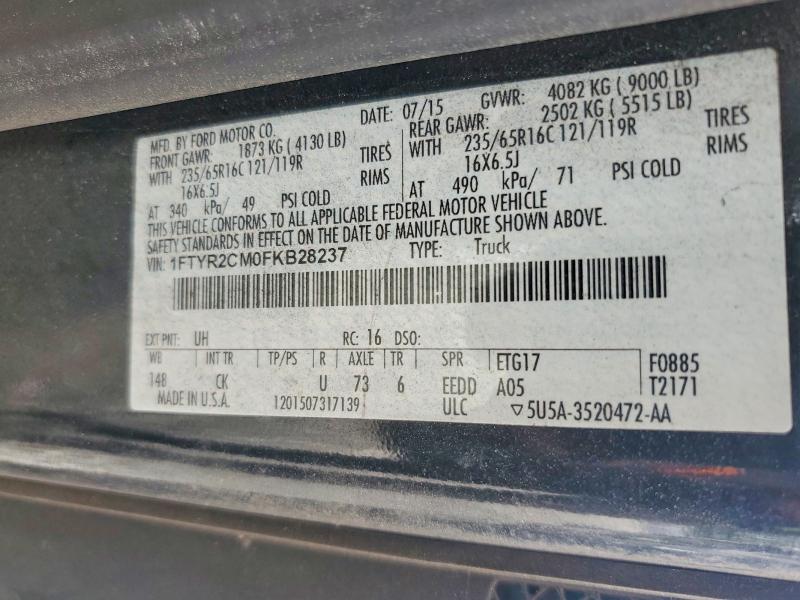 Продажа на аукционе авто 2015 Ford Transit, vin: 1FTYR2CM0FKB28237, номер лота: 51834086