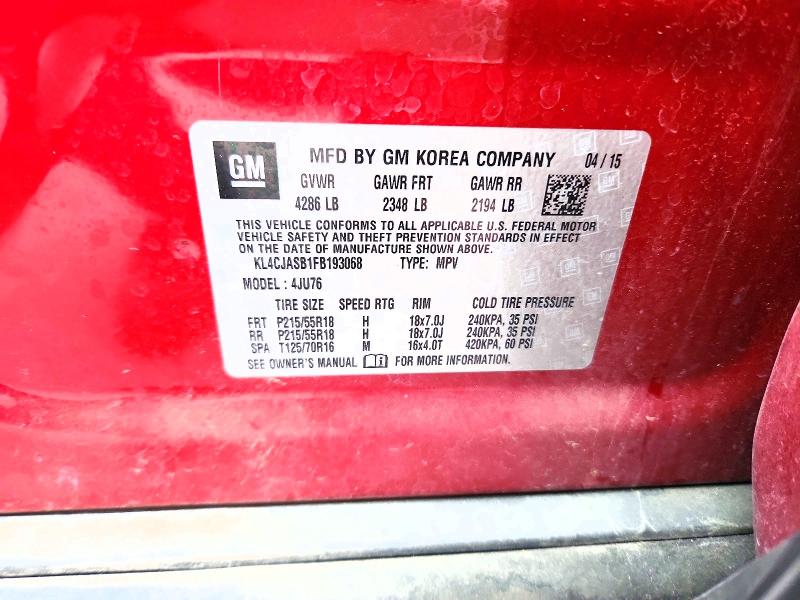 Aukcja sprzedaży 2015 Buick Encore, vin: KL4CJASB1FB193068, numer aukcji: 54430716