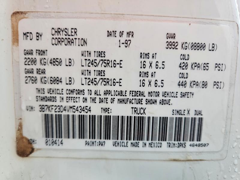 Продаж на аукціоні авто 1997 Dodge Ram 2500, vin: 3B7KF23D4VM543454, номер лоту: 53580566