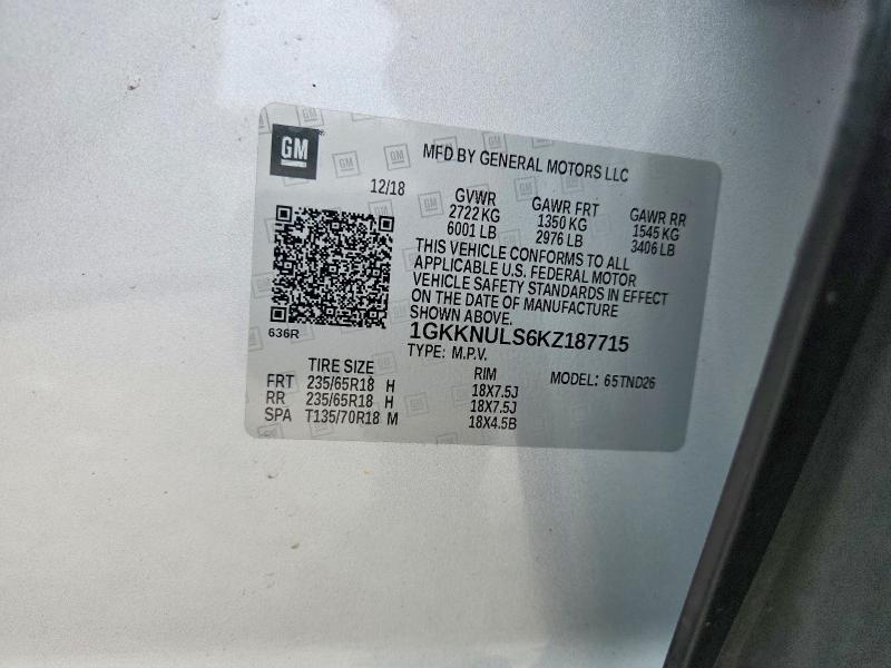 Продаж на аукціоні авто 2019 Gmc Acadia, vin: 1GKKNULS6KZ187715, номер лоту: 52461426