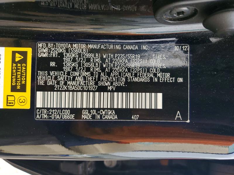 Продажа на аукционе авто 2013 Lexus Rx, vin: 2T2ZK1BA5DC101927, номер лота: 54187486