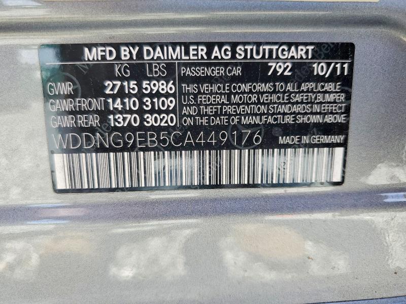 54819806 :رقم المزاد ، WDDNG9EB5CA449176 vin ، 2012 Mercedes-benz S مزاد بيع