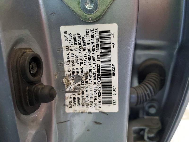 54146966 :رقم المزاد ، 19XFC2F5XGE040832 vin ، 2016 Honda Civic مزاد بيع