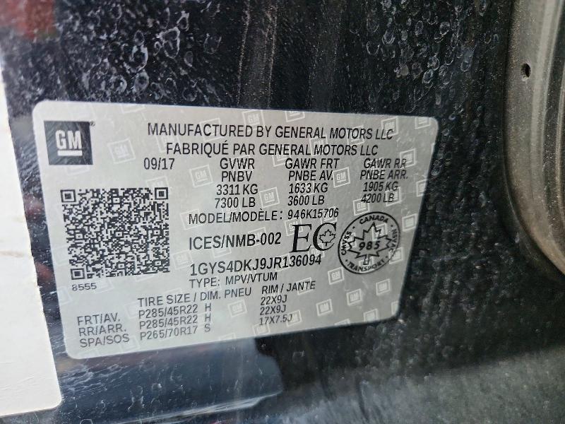 Aukcja sprzedaży 2018 Cadillac Escalade, vin: 1GYS4DKJ9JR136094, numer aukcji: 53428146