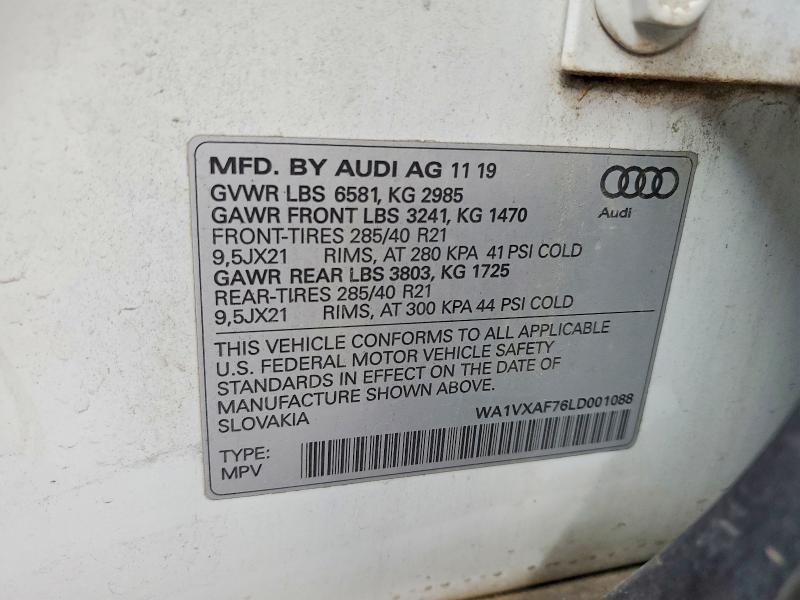 52236946 :رقم المزاد ، WA1VXAF76LD001088 vin ، 2020 Audi Q7 مزاد بيع