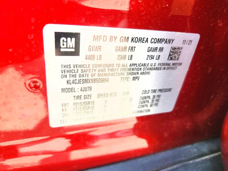 Aukcja sprzedaży 2022 Buick Encore, vin: KL4CJESMXNB509994, numer aukcji: 53564726