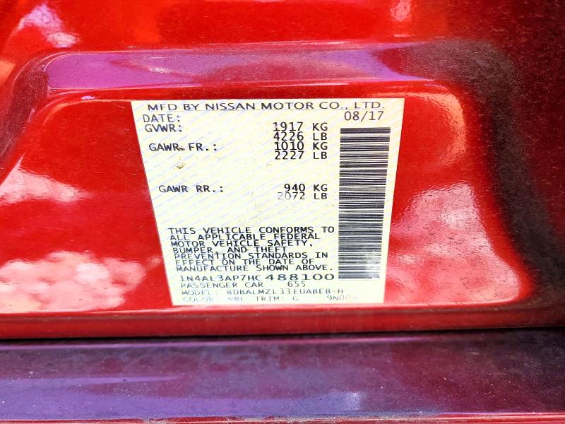Продажа на аукционе авто 2017 Nissan Altima, vin: 1N4AL3AP7HC488100, номер лота: 53321396