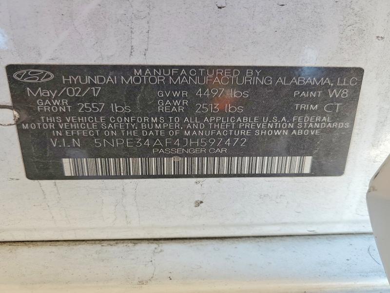 53572646 :رقم المزاد ، 5NPE34AF4JH597472 vin ، 2018 Hyundai Sonata مزاد بيع
