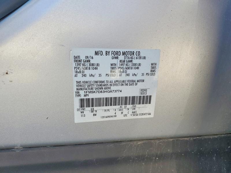 Aukcja sprzedaży 2017 Ford Explorer, vin: 1FM5K7D83HGA73774, numer aukcji: 55338726