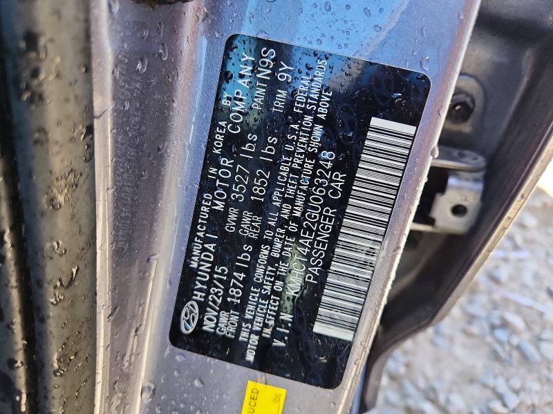 53397206 :رقم المزاد ، KMHCT4AE2GU063248 vin ، 2016 Hyundai Accent مزاد بيع