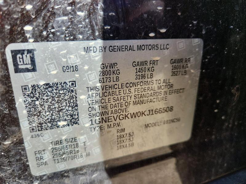 2019 Chevrolet Traverse მანქანა იყიდება აუქციონზე, vin: 1GNEVGKW0KJ166508, აუქციონის ნომერი: 54588336