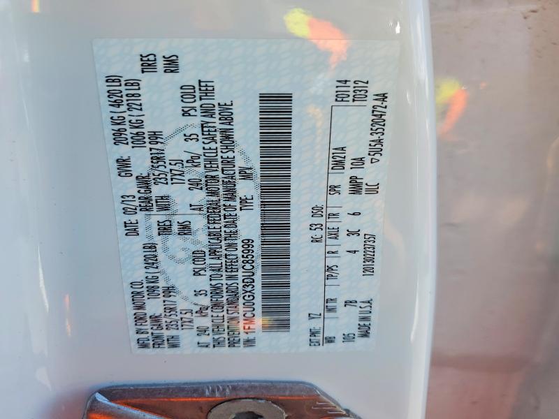 52990046 :رقم المزاد ، 1FMCU0GX3DUC85999 vin ، 2013 Ford Escape مزاد بيع