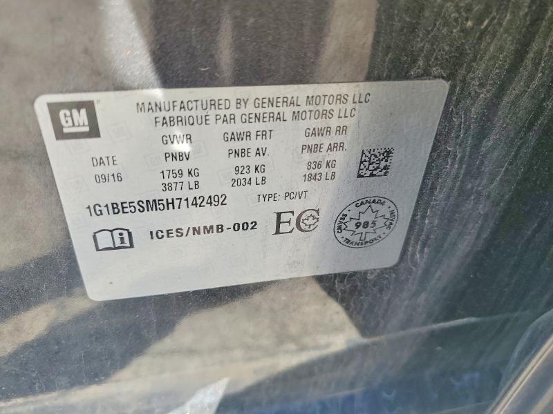 Aukcja sprzedaży 2017 Chevrolet Cruze, vin: 1G1BE5SM5H7142492, numer aukcji: 52144556