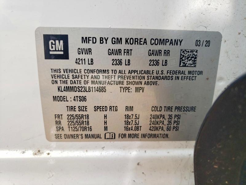 Aukcja sprzedaży 2020 Buick Encore Gx, vin: KL4MMDS23LB114685, numer aukcji: 51957806