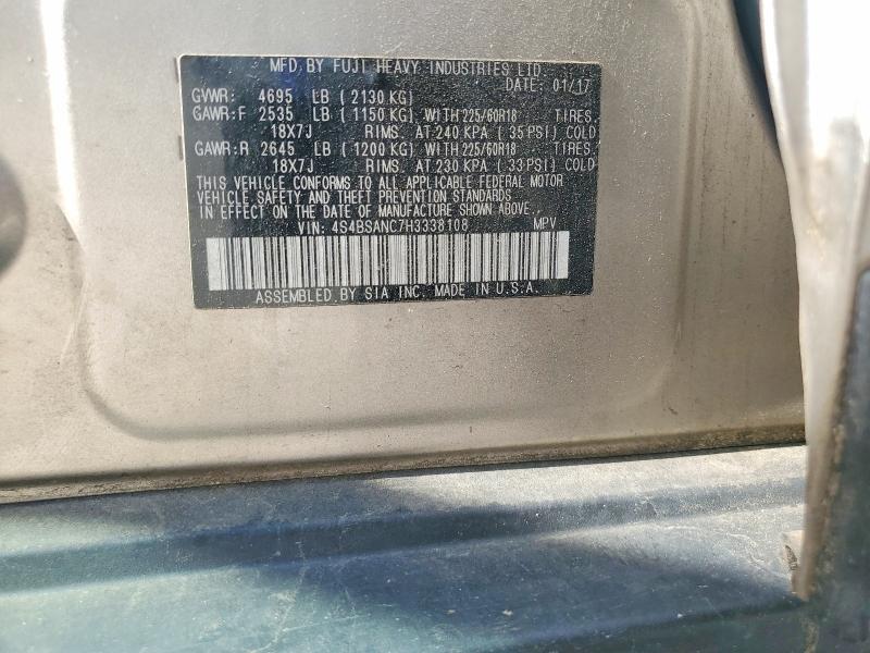 Продажа на аукционе авто 2017 Subaru Outback, vin: 4S4BSANC7H3338108, номер лота: 55269336