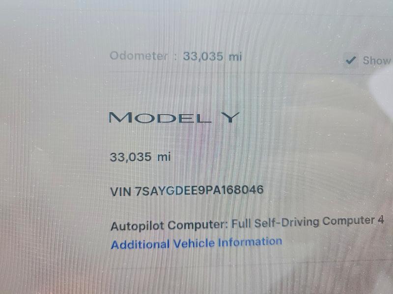 Продажа на аукционе авто 2023 Tesla Model Y, vin: 7SAYGDEE9PA168046, номер лота: 54269906