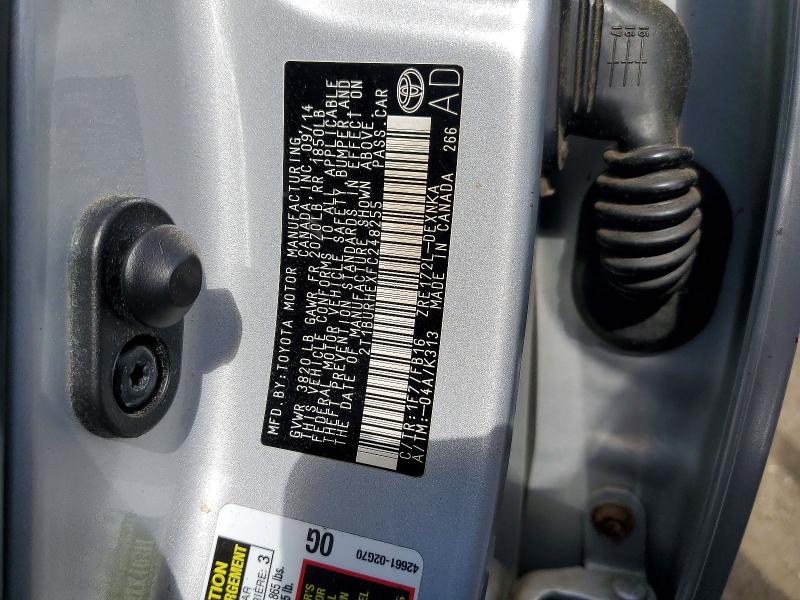 55118636 :رقم المزاد ، 2T1BURHEXFC248255 vin ، 2015 Toyota Corolla مزاد بيع