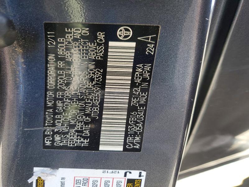 52707026 :رقم المزاد ، JTDBU4EE5C9173392 vin ، 2012 Toyota Corolla مزاد بيع