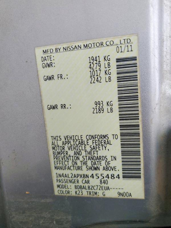 Aukcja sprzedaży 2011 Nissan Altima, vin: 1N4AL2APXBN455484, numer aukcji: 53575356