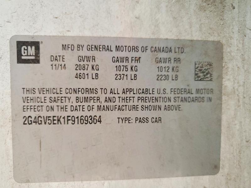 52595376 :رقم المزاد ، 2G4GV5EK1F9169364 vin ، 2015 Buick Regal مزاد بيع
