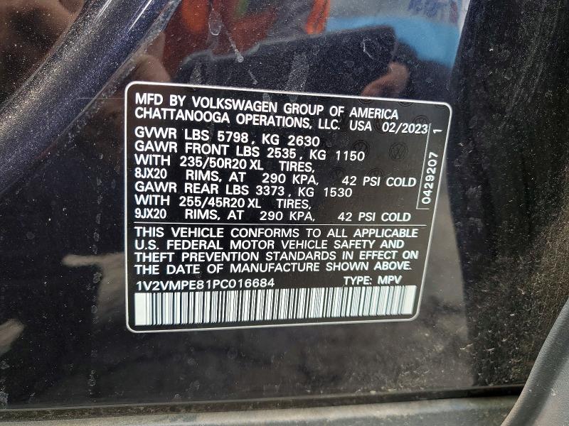 52703856 :رقم المزاد ، 1V2VMPE81PC016684 vin ، 2023 Volkswagen Id.4 مزاد بيع