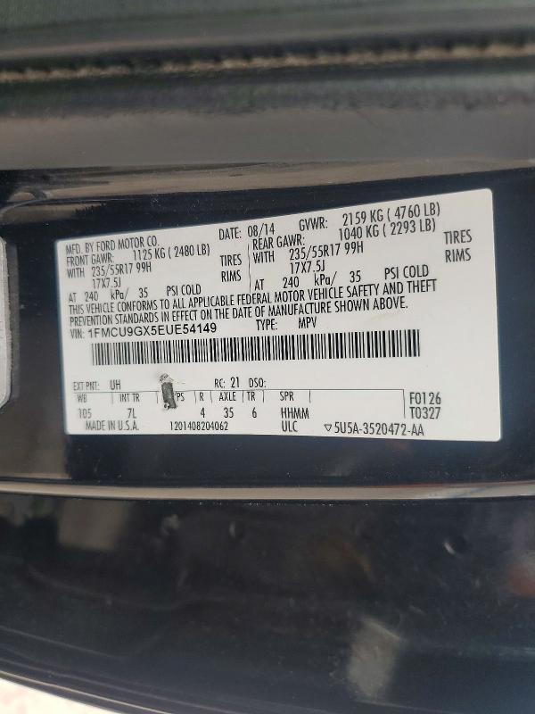 Продаж на аукціоні авто 2014 Ford Escape, vin: 1FMCU9GX5EUE54149, номер лоту: 55282656