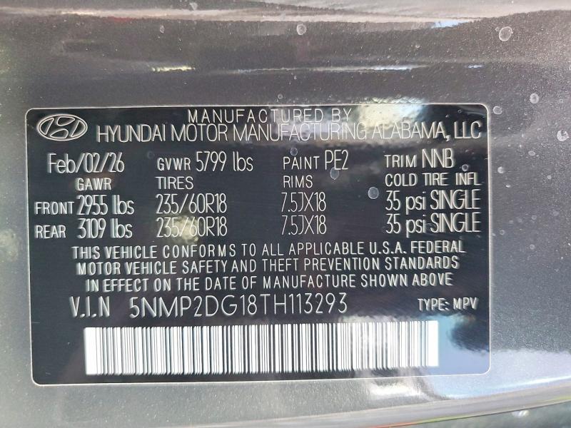 Продаж на аукціоні авто 2026 Hyundai Santa Fe, vin: 5NMP2DG18TH113293, номер лоту: 51371166