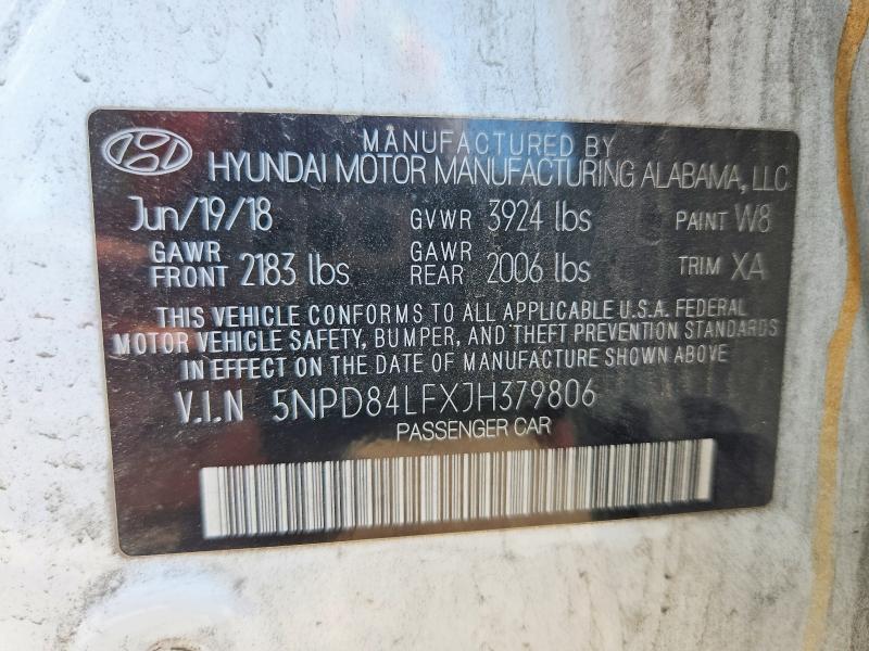 Продаж на аукціоні авто 2018 Hyundai Elantra, vin: 5NPD84LFXJH379806, номер лоту: 52511446