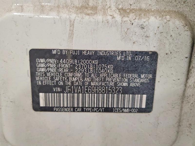 2017 Subaru Wrx მანქანა იყიდება აუქციონზე, vin: JF1VA1E69H8815323, აუქციონის ნომერი: 54416676