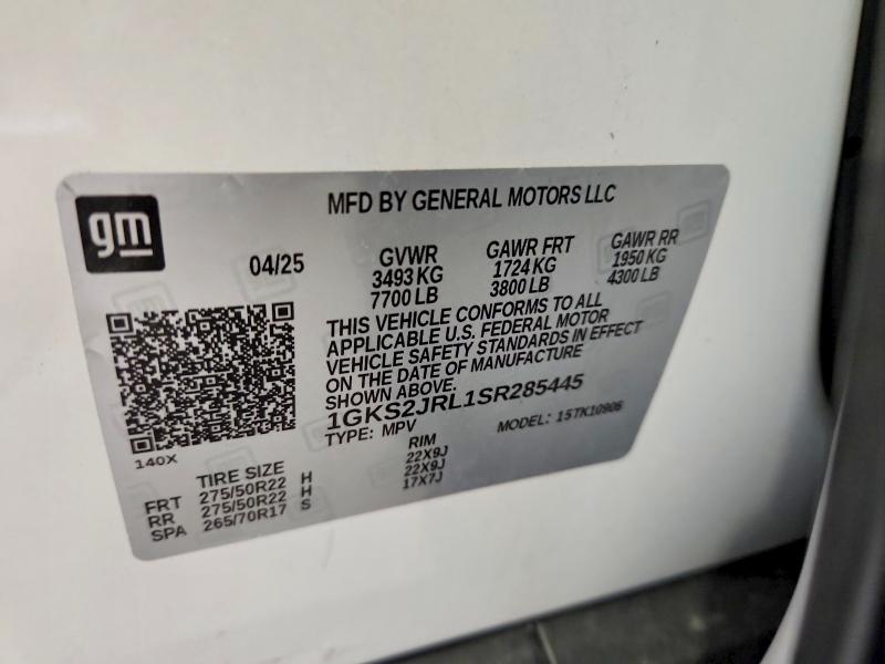 53592746 :رقم المزاد ، 1GKS2JRL1SR285445 vin ، 2025 Gmc Yukon Xl مزاد بيع