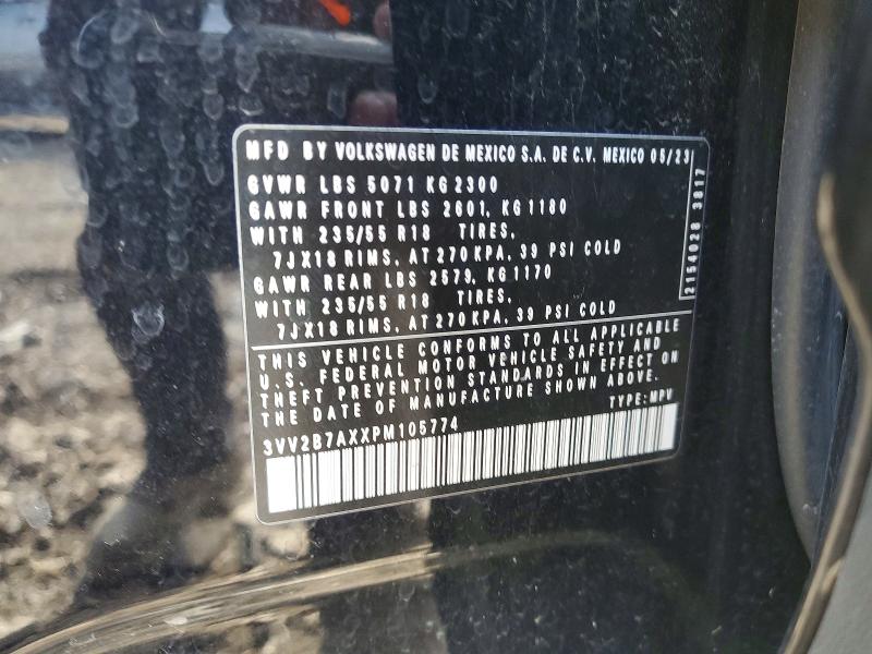 2023 Volkswagen Tiguan მანქანა იყიდება აუქციონზე, vin: 3VV2B7AXXPM105774, აუქციონის ნომერი: 52158286